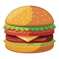 verrukkelijk tekenfilm vector artwork van een cheeseburger. tekenfilm icoon van een hamburger met kaas.