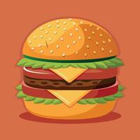 verrukkelijk tekenfilm vector artwork van een cheeseburger. tekenfilm icoon van een hamburger met kaas.