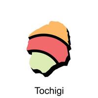 tochigi stad kaart kleurrijk gemakkelijk vector illustratie