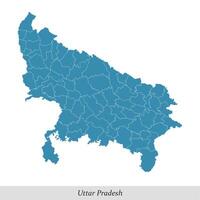 kaart van uttar pradesh is een staat van Indië met districten vector