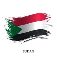 grunge vlag van Soedan, borstel beroerte vector