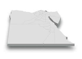 3d Egypte wit kaart met Regio's geïsoleerd vector