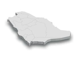 3d saudi Arabië wit kaart met Regio's geïsoleerd vector