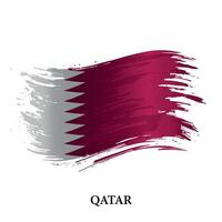 grunge vlag van qatar, borstel beroerte achtergrond vector