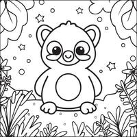 schattig baby dieren kleur Pagina's. schattig baby dieren schets vector