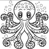 Octopus kleur Pagina's. Octopus schets voor kleur boek vector