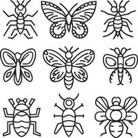 insecten kleur Pagina's voor kleur boek. insecten schets vector. vector