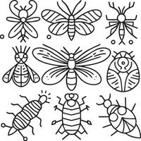 insecten kleur Pagina's voor kleur boek. insecten schets vector. vector