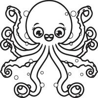 Octopus kleur Pagina's. Octopus schets voor kleur boek vector