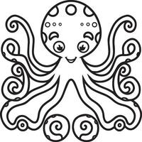Octopus kleur Pagina's. Octopus schets voor kleur boek vector