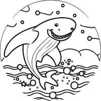 walvis haai kleur Pagina's. walvis haai schets voor kleur boek vector