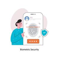 biometrisch veiligheid vlak stijl ontwerp vector illustratie. voorraad illustratie