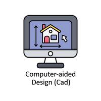 computer geholpen ontwerp vector gevulde schets icoon ontwerp illustratie. fabricage eenheden symbool Aan wit achtergrond eps 10 het dossier