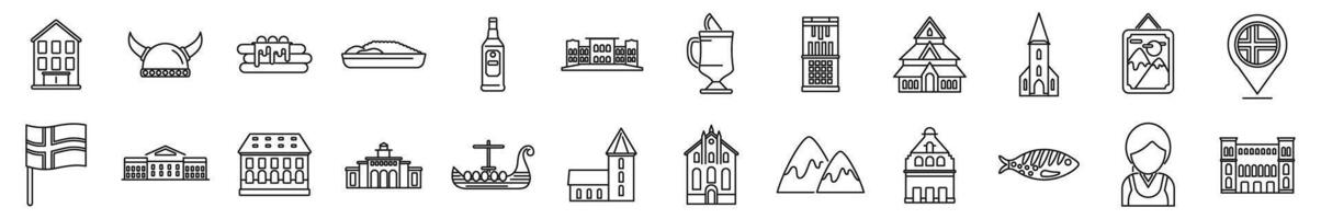 Oslo pictogrammen reeks schets vector. Noorwegen nationaal stad vector