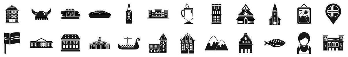 Oslo pictogrammen reeks gemakkelijk vector. Noorwegen nationaal stad vector