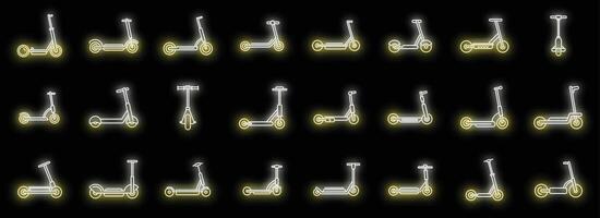 elektrische scooter pictogrammen instellen vector neon