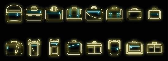 laptoptas pictogrammen instellen vector neon