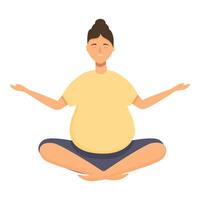 zwanger vrouw Aan yoga icoon tekenfilm vector. kom tot rust tijd vector