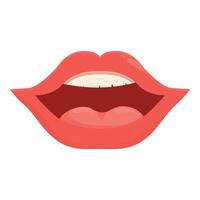schattig rood lippen icoon tekenfilm vector. vrouw Open mond vector