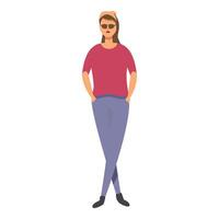 schattig hipster meisje icoon tekenfilm vector. mode mensen stijl vector