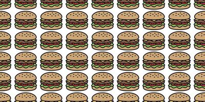 Hamburger naadloos patroon snel voedsel vector bakkerij gebakken vlees icoon restaurant herhaling behang sjaal geïsoleerd tekenfilm tegel achtergrond tekening illustratie ontwerp