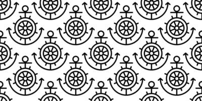 anker naadloos patroon vector boot roer zwemmen ring piraat maritiem nautische zee oceaan sjaal geïsoleerd herhaling behang tegel achtergrond lijn ontwerp