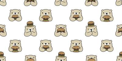 beer naadloos patroon polair beer vector Hamburger sjaal geïsoleerd tekenfilm herhaling behang tegel achtergrond tekening illustratie ontwerp