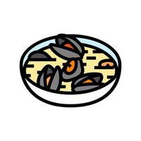 mosselen bouillon zee keuken kleur icoon vector illustratie