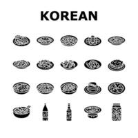 Koreaans keuken voedsel Aziatisch pictogrammen reeks vector