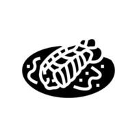 kreeft schotel zee keuken glyph icoon vector illustratie