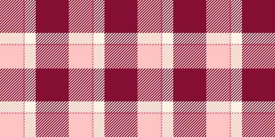 knus textiel kleding stof plaid, werf vector controleren patroon. elegant achtergrond Schotse ruit naadloos structuur in rood en licht kleuren.