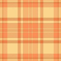 huishouden vector textiel patroon, schetsen achtergrond naadloos textuur. Cadeau Schotse ruit controleren plaid kleding stof in amber en oranje kleuren.