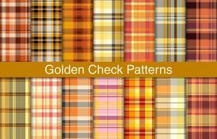 gouden plaid bundels, textiel ontwerp, geruit kleding stof patroon voor shirt, jurk, pak, omhulsel papier afdrukken, uitnodiging en geschenk kaart. vector