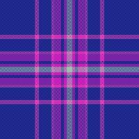 geometrie textiel patroon naadloos, luxe kleding stof controleren plaid. subtiel achtergrond vector structuur Schotse ruit in blauw en magenta kleuren.