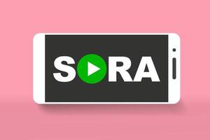 sora ai logo online video generator Aan smartphone scherm vector. mobiel telefoon met sora icoon. sora is een kunstmatig intelligentie- van tekst naar video generator, video model- van openai chatgpt. vector