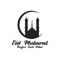 eid al fitr mubarak logo ontwerp met de concept van lantaarns en moskeeën. logo voor hartelijk groeten, vriendschap, moslims en viering vector