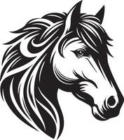 3d mooi zwart en wit paard hoofd silhouet vector