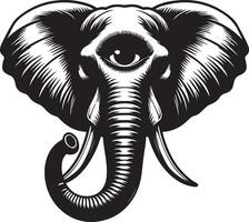 vector illustratie zwart en wit grafisch illustratie van een olifant hoofd