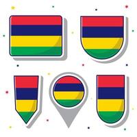 Mauritius nationaal vlag tekenfilm vector illustratie icoon mascotte bundel pakketten
