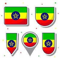 Ethiopië nationaal vlag tekenfilm vector illustratie icoon mascotte bundel pakketten