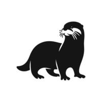 strak zeevarende zee Otter silhouet vector illustratie in zwart en wit