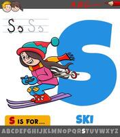 brief s werkblad met tekenfilm illustratie van ski winter sport vector