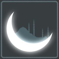 Islamitisch concept vector. halve maan maan en silhouet van een moskee. Ramadan of laylat al-qadr of kadir gecesi of eid mubarak concept. vector