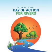 Internationale dag van actie voor rivieren wereld rivieren dag is opgemerkt Aan maart 14 elke jaar. rivier- dag vector illustratie. wereld water dag.