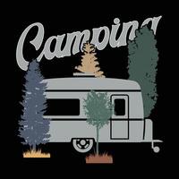 camping t-shirt ontwerp vrij vector