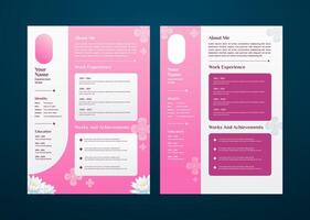 CV of hervat ontwerp sjabloon in roze kleur en schattig en pret stijl vector