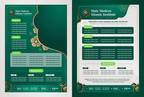 modern elegant groen Islamitisch stijl folder voor Islamitisch zakelijke en Islamitisch instituut vector