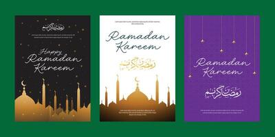 poster reeks groeten van Ramadan kareem, Ramadan mubarak, gastvrij vastend maand voor Islamitisch of Moslim, met vector achtergrond, banier sociaal media post