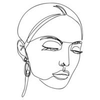 een lijn vrouw gezicht, vrouw hoofd doorlopend illustratie vector