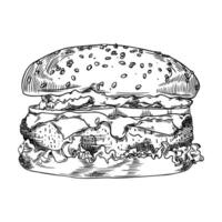 hamburger schetsen hand- getrokken illustratie vector